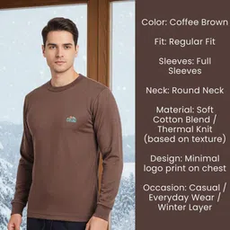 Sir Zee Men’s Thermal Upper Warmer - Soft Cotton Blend Full Sleeve Winter Innerwear Top Men Top Thermal image 3