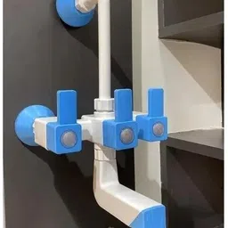 fastgear by fastgear Superior PTMT Heavy Duty Plastic Faucet 3in 1 L-Bend Wall Telephonic Mixer Tap for Bathroom Hot and Cold Wall Mixer Faucet image 3