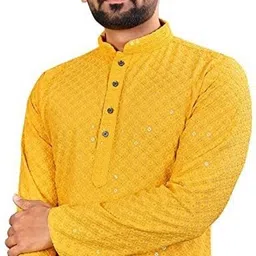 growwax Men Embellished Viscose Rayon Straight Kurta image 1
