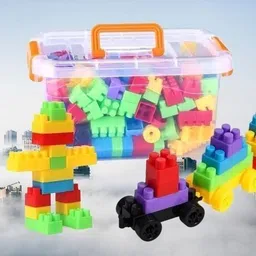 devdarsh Vibrant Building Bricks and Blocks 100+pcs Set in a Charming Bag for Kids-picture-19