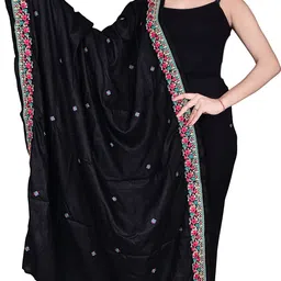 vkkulsum Rayon Embroidered Black Women Dupatta image 1