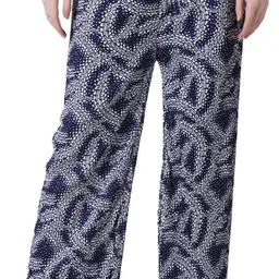 rmg fashion Women Relaxed Blue Lycra Blend Trousers-picture-28