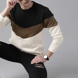roadster Men Full Sleeve Color Block Sweatshirt image 3