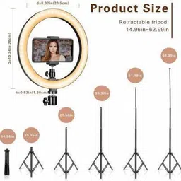 JAMMY ZONES Portable 10" Ring LED Light With 3 Brightness Mode Flash STAND TRIPOD 7ft J11 Ring Flash image 3