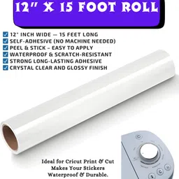 tubba Self Adhesive Lamination Roll Clear | 12 Inch x 15 Feet | Waterproof Vinyl Sheet Poster Laminating Sheet image 2