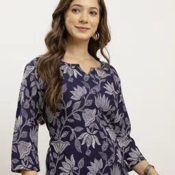 gulabari Casual Regular Sleeves Printed Women Blue Top image 3