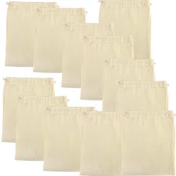 oreayu 12 Cotton Cloth Bags for Kitchen Unbleached Reusable bags 7 x 5 inch Pack of 12 Grocery Bags-picture-16