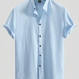 mojamedi Men Regular Fit Solid Mandarin Collar Casual Shirt-picture-14