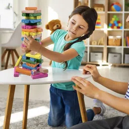 radhya accessories Stacking Tower Blocks Toys – 54 Pcs Wooden Tumbling Tower Blocks, Stacking image 4