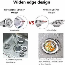 shree krishna steel Stainless Steel Sink Strainer Kitchen Drain Net Basin Basket Filter Stopper Drainer/Jali (Size-3) Silver Strainer image 2