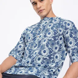 Men Floral Print Cotton Blend Straight Kurta-image-19