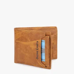 Dezire Crafts Men Tan Textured PU Leather Bi-Fold Slim Wallet image 5