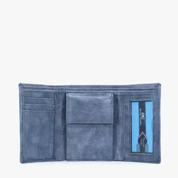Dezire Crafts Men Blue Textured Tri-Fold Three Fold Wallet image 3