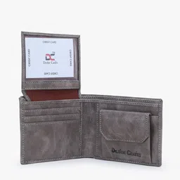 Dezire Crafts Men Grey Textured Two Fold PU Leather Wallet image 5