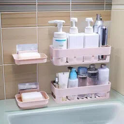 dci Bathroom Shelves and Soap Stand Holder Organizer Plastic Wall Shelf-picture-25