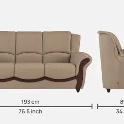 durian Blos Leatherette 3 Seater Sofa in Brown Colour image 2