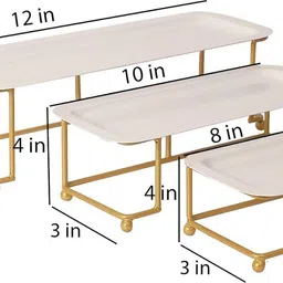 homedynasty Set of 3 Rectangular Metal Serving Platters Iron Decorative Platter image 3