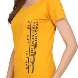 clothina Pack of 2 Women Graphic Print, Solid Round Neck Cotton Blend Black T-Shirt image 5