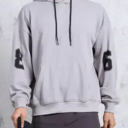 Shein Drop Shoulder Numeric Placement Sleeve Print Hoodie-image-64