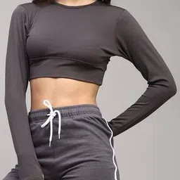 Shein Fitted Full Sleeve Thumbhole Back Lattice Strap Designed Top-picture-26