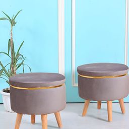 Shadowkart Grey Wooden Pouffes Sitting Mudda Ottomans-picture-20