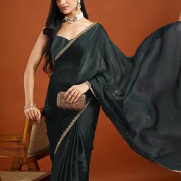 lorofy Unstitched Silk Blend Blouse Material Embellished image 1