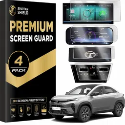 spartan shield Screen Guard for TATA CURVV EV 2024 || 10.25 INCH INFOTAINMENT + INSTRUMENT CLUSTER + STEERING + AC Protector || Curvv.EV Car Digital Display Accessories [Not Tempered Glass]-image-11