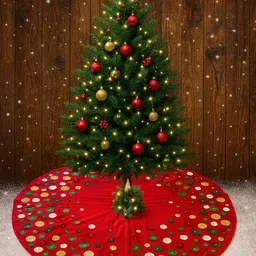 art horizons Festive Red Button-Design Christmas Tree Skirt Tree Skirt Pack of 1-picture-39