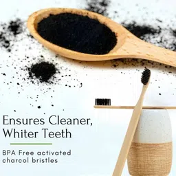 yakvya bamboo charcoal toothbrush | eco-friendly wooden handle | Soft Toothbrush image 2