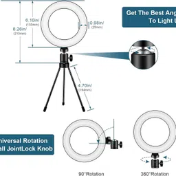 Deoxys 6" Ring Light for Laptop with Stand & Clip, for Remote Working Ring Flash image 3