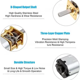 houseofcommon 3 60 RPM 37V-6V DC Micro Gear Reduction DC Motor-EHK654 Electronic Components Electronic Hobby Kit image 3