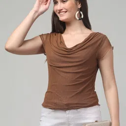 clobug Casual Batwing Sleeves Solid Women Brown Top-picture-34