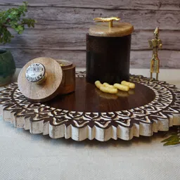 culturway Lazy Susan Walnut Tray image 3