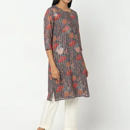 Ethnicity Floral Printed Sequined Straight Kurta image 3