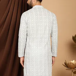 SOJANYA Ethnic Embroidered Sequined Pure Cotton Straight Kurta image 5
