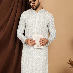 SOJANYA Ethnic Embroidered Sequined Pure Cotton Straight Kurta image 4