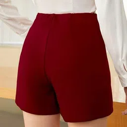 pinkhub Women's Wrap Style Skort with Decorative Buttons, High-Waisted Design Mini Skirt image 2