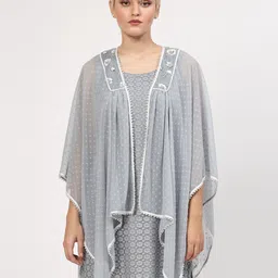 LELA Self Design Open Front Shrug-image-36