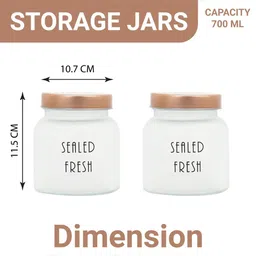 femora Frosted 700ml Glass (Set Of 4) Kitchen Storage with Gold Lid (Free Replacement of Lids) image 5