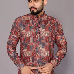 harpita Men Printed Cotton Blend Straight Kurta image 2