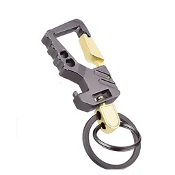 CONTACTS Unisex Charcoal Grey Pack Of 4 Stainless Steel Key Chains with Bottle Opener image 5