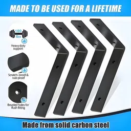 nexgrills 057 L Shape Wall Shelf Bracket 8inch x 4inch, Pack of 4pc Shelf Bracket image 3