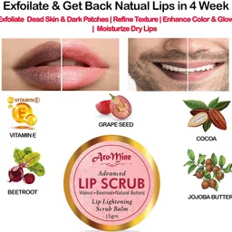 aromine Advanced Lip Scrub For Lightening & Brightening tanned & darkened lips Scrub- Beetroot-picture-12