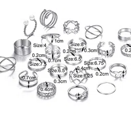 jewels galaxy Best Valentine Gift Trendy Fashion Collection Alloy Silver Plated Ring Set image 4