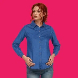 houseofcommon Women Regular Fit Solid Button Down Collar Casual Shirt image 1