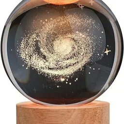daji 3D Milky Way Crystal Ball Night Lamps Lumina Galaxy Lamp for Bedroom Wooden Base Table Lamp image 2
