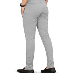 shreyannk Men Slim Fit Silver Lycra Blend Trousers image 2