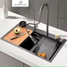 dr cartridge point Kitchen Sink 30X18X9 Inch Waterfall Kitchen Sink with Integrated Pull Down Faucet Waterfall Sink Stainless steel Matt Finish_A153 Vessel Sink-picture-17