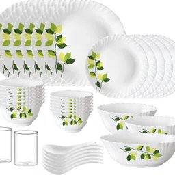 borosil Pack of 35 Opalware GL{{Dinner plate 10"(6 pcs) || Quarter plate 7.5"(6 pcs) || Rice Bowl 8.5" 1.2 Ltr (1 Pc) || Veg bowl 4.3"(6 Pcs) || Small Veg Bowl 3.9"(6 pcs) || Serving Bowl 7"(2 pcs) || Spoon (6 pcs) || Juice Glass 120ml (2 Pcs)}} Dinner Set-picture-10