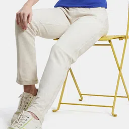 jockey UL07 Super Combed Cotton French Terry Women Solid Beige Track Pants image 5